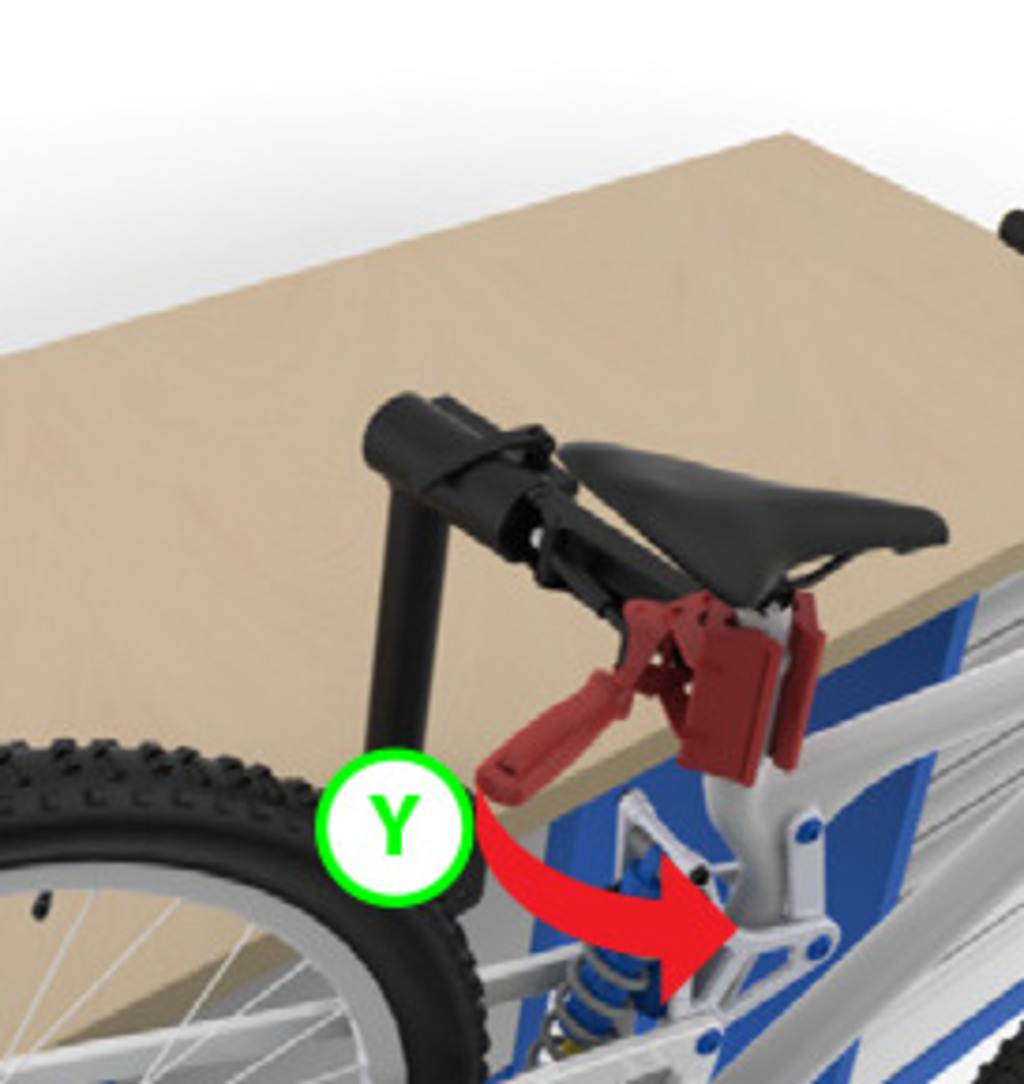 从站发布的自行车吗?释放,坚定持有自行车框架。翻转处理(Y)快速释放从下颌管。